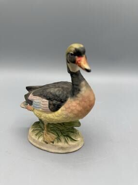 Vintage Ceramic Duck Bird Figurine Hand Painted Wildlife Nature Decor 5”